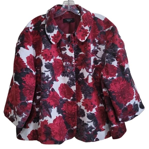 Talbots Red Gray Multicolored 3/4 Sleeve  Jacket Sz Large - Picture 6 of 8